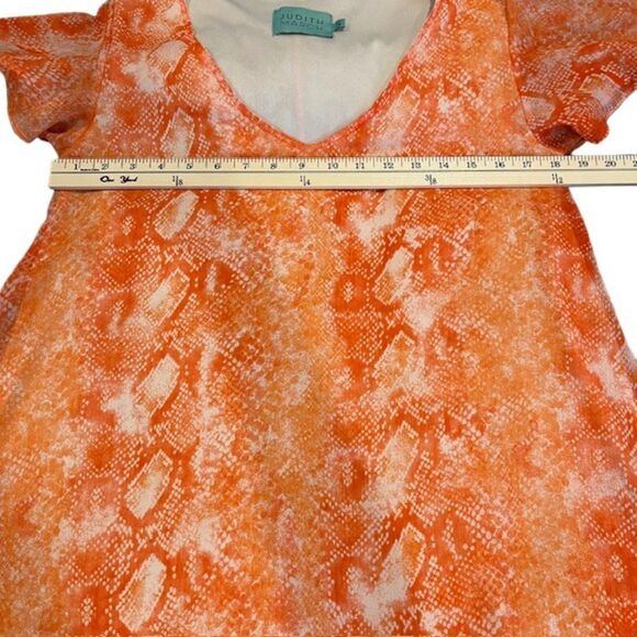 Judith March Women's Dress Orange Gauzy Snakeskin Print White Lined Size Small - Picture 8 of 10
